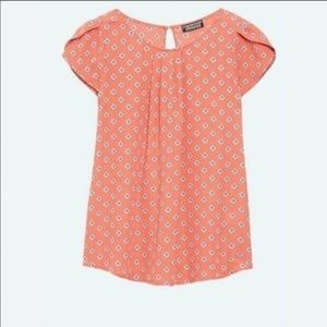 Papermoon Bastille Tulip Sleeve Blouse Stitch Fix LP Coral Print